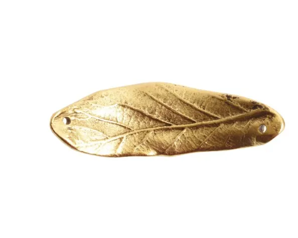 Gold Leaf Link - Double Hole Large Leaf Bracelet Link