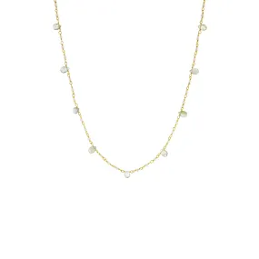 gold plated natural stone beaded necklace