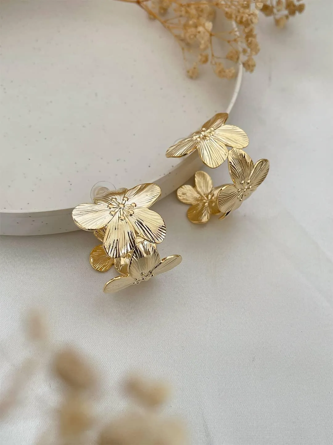 Golden Flower Hoops