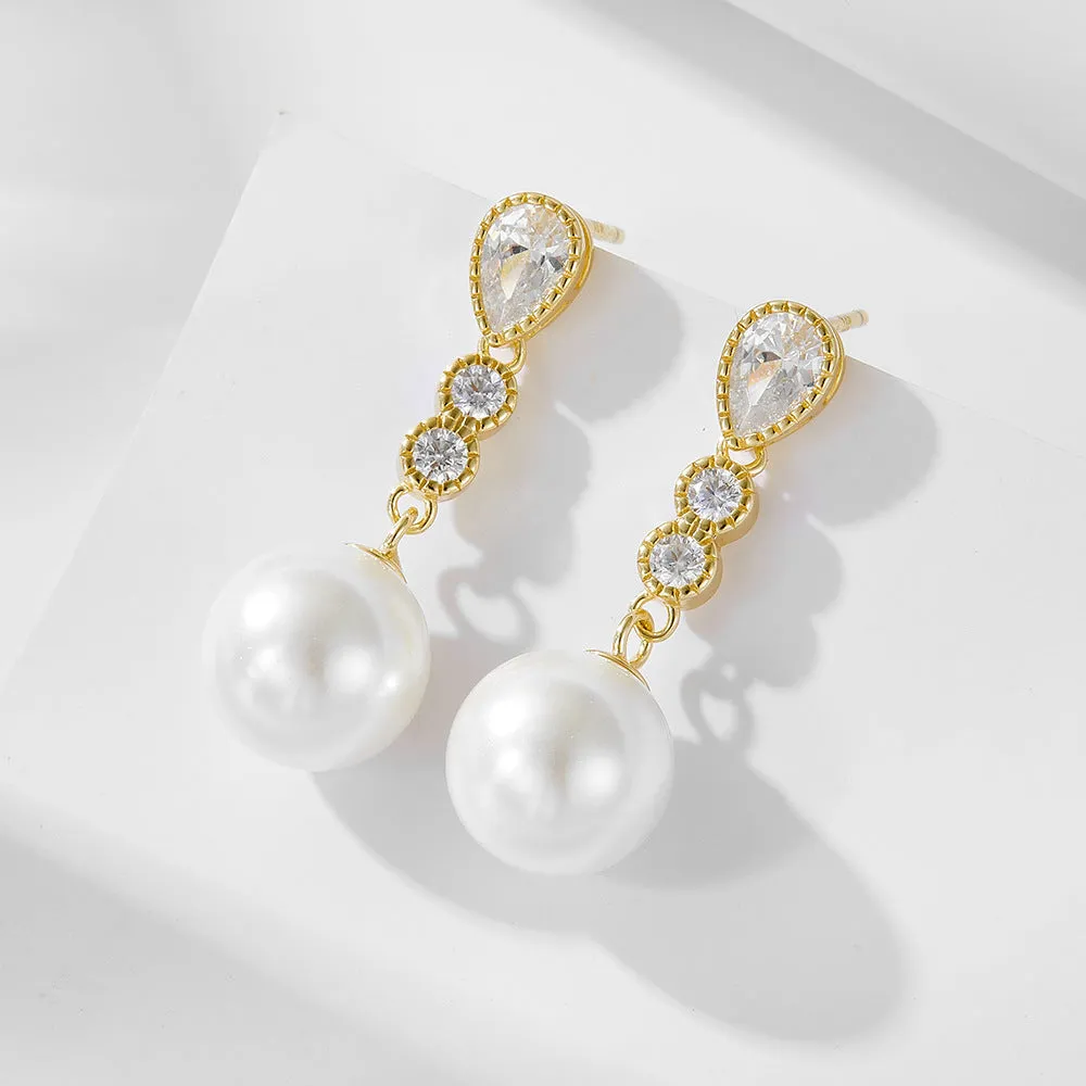 Graceful 10mm Pearl Drop Earrings