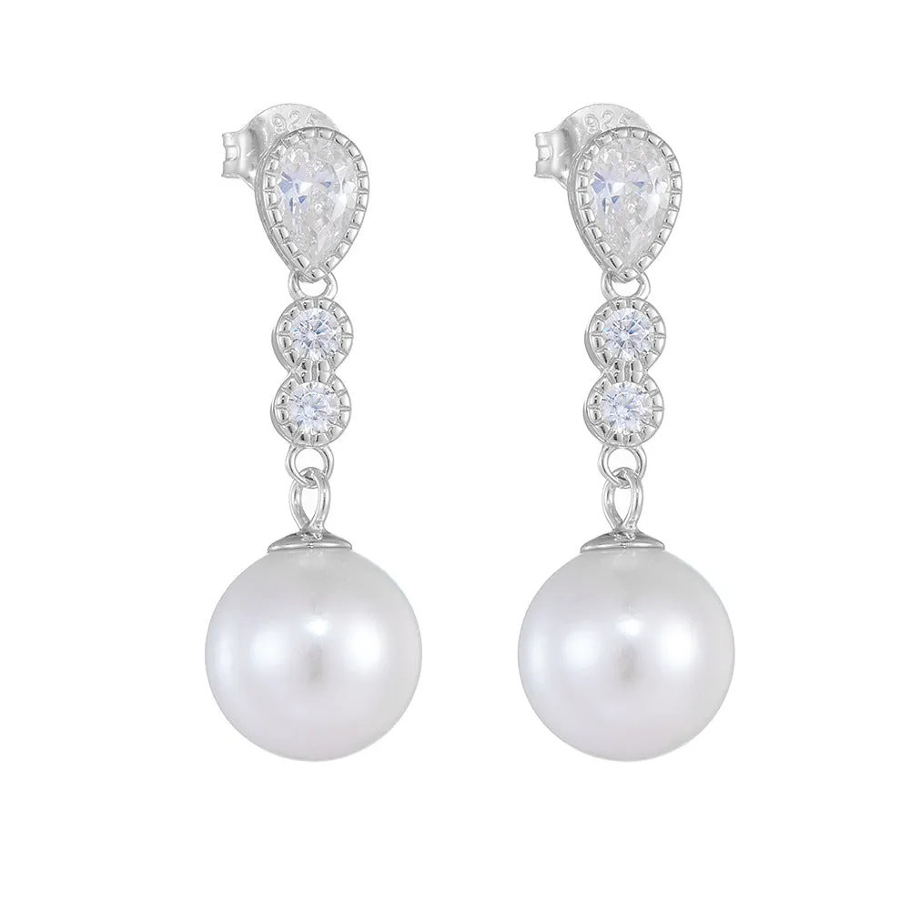 Graceful 10mm Pearl Drop Earrings