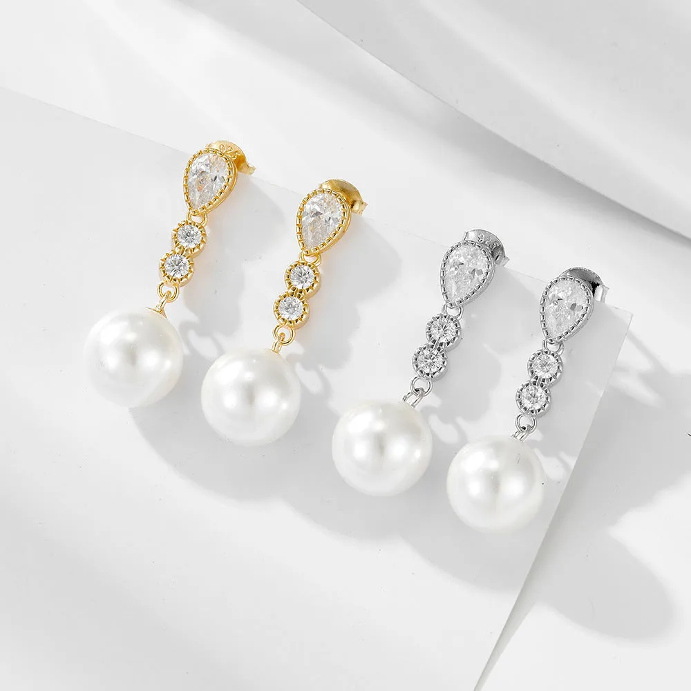 Graceful 10mm Pearl Drop Earrings