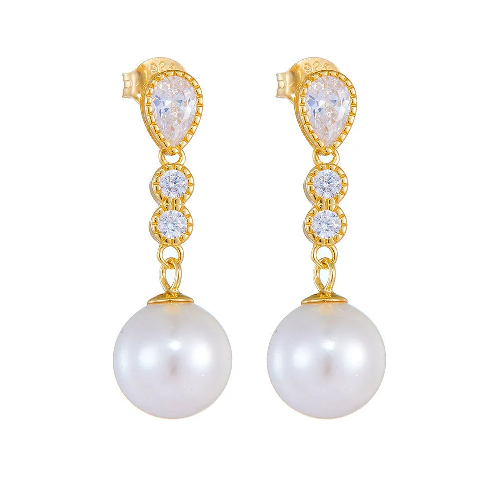 Graceful 10mm Pearl Drop Earrings