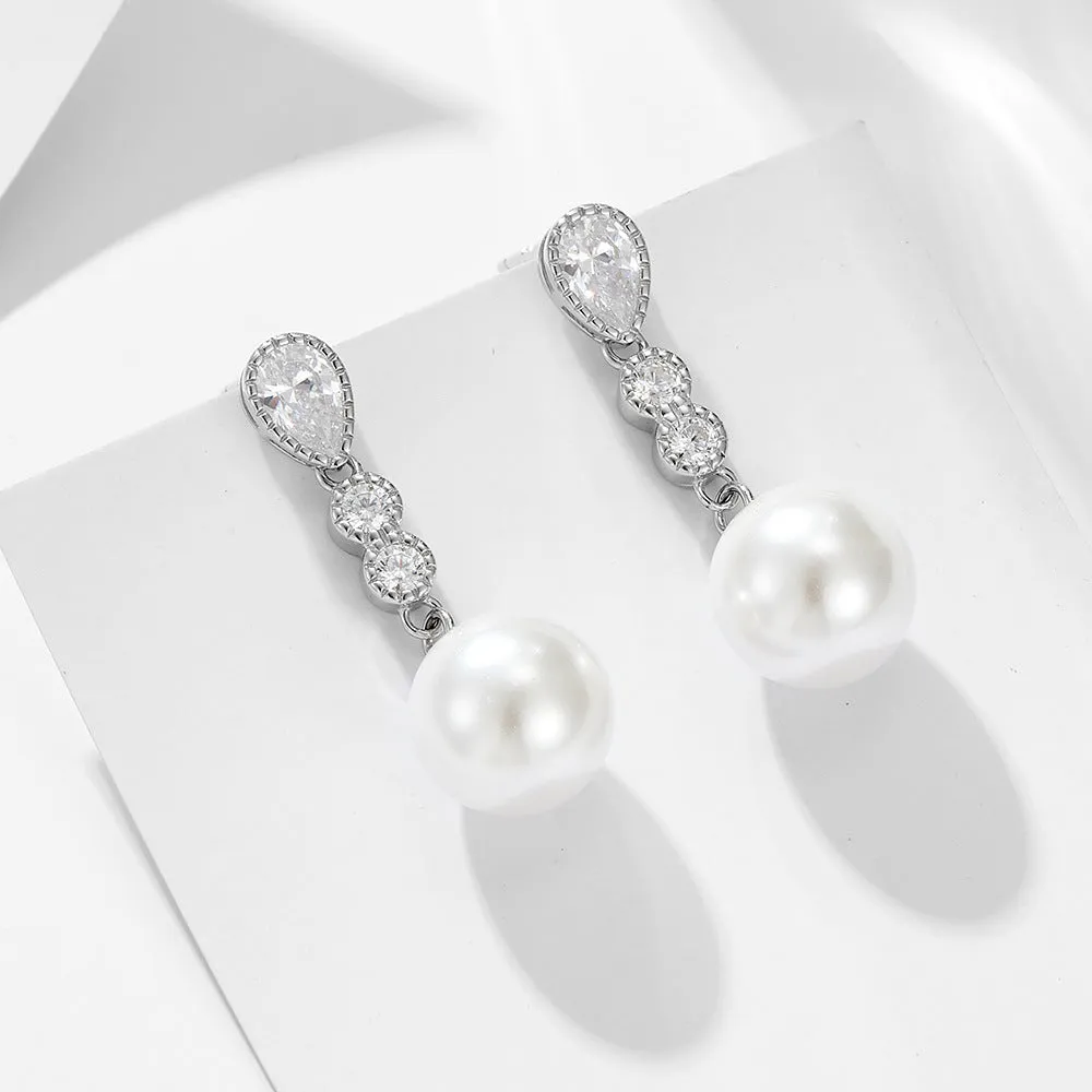 Graceful 10mm Pearl Drop Earrings