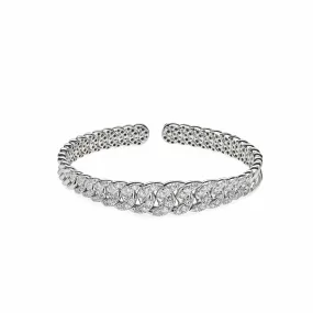 Graduated Pavé Chain Link White Gold Cuff Bracelet