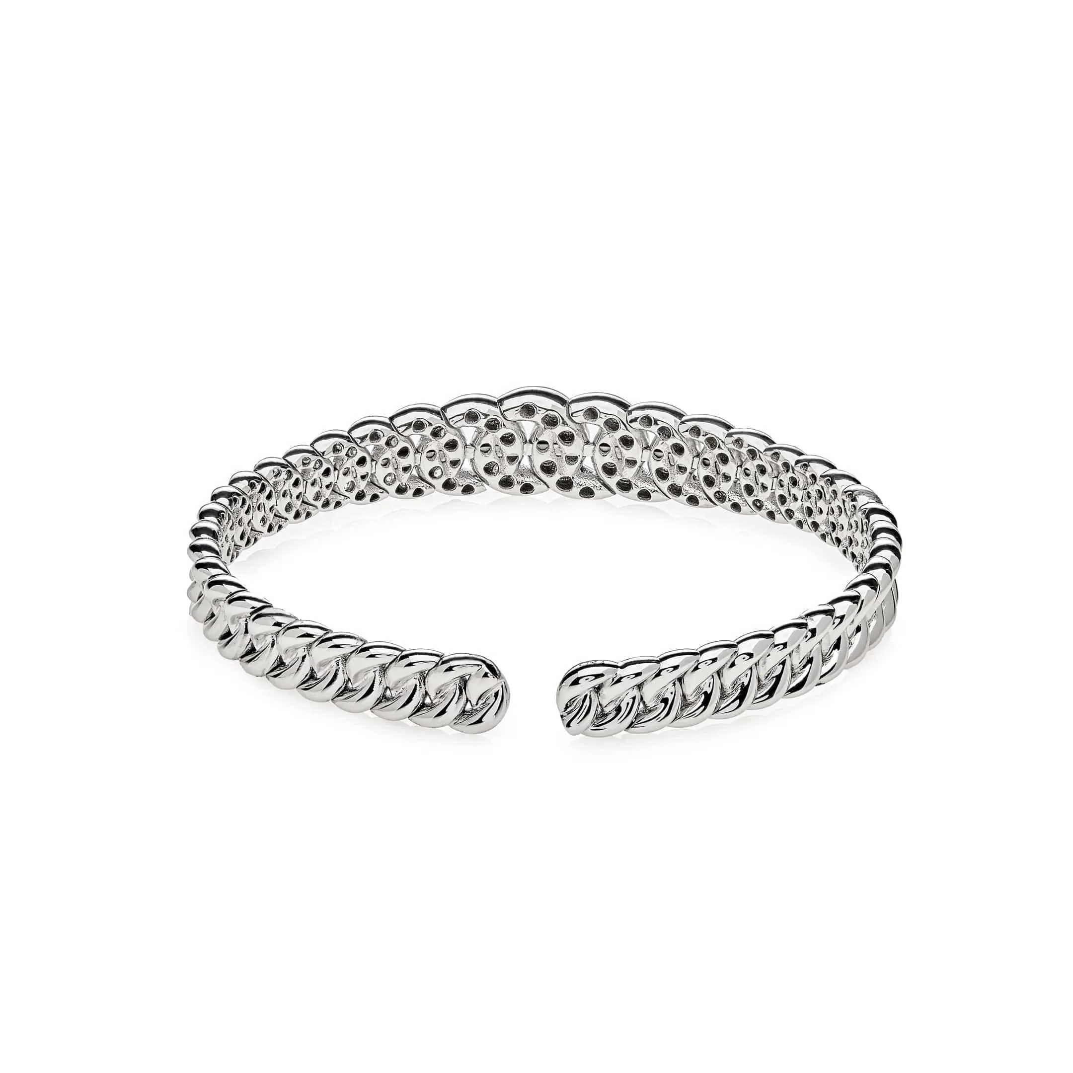 Graduated Pavé Chain Link White Gold Cuff Bracelet