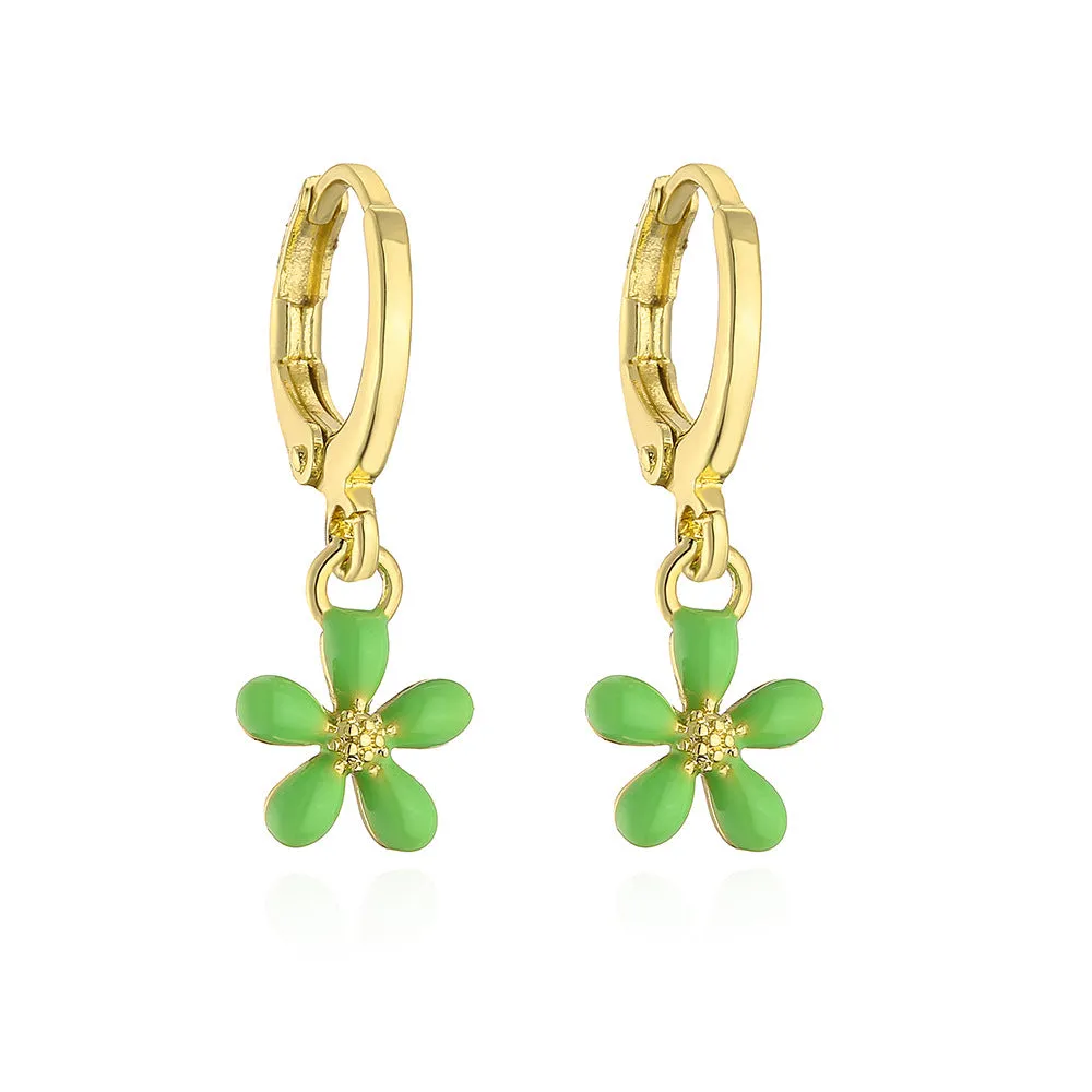 Green Flower Earrings