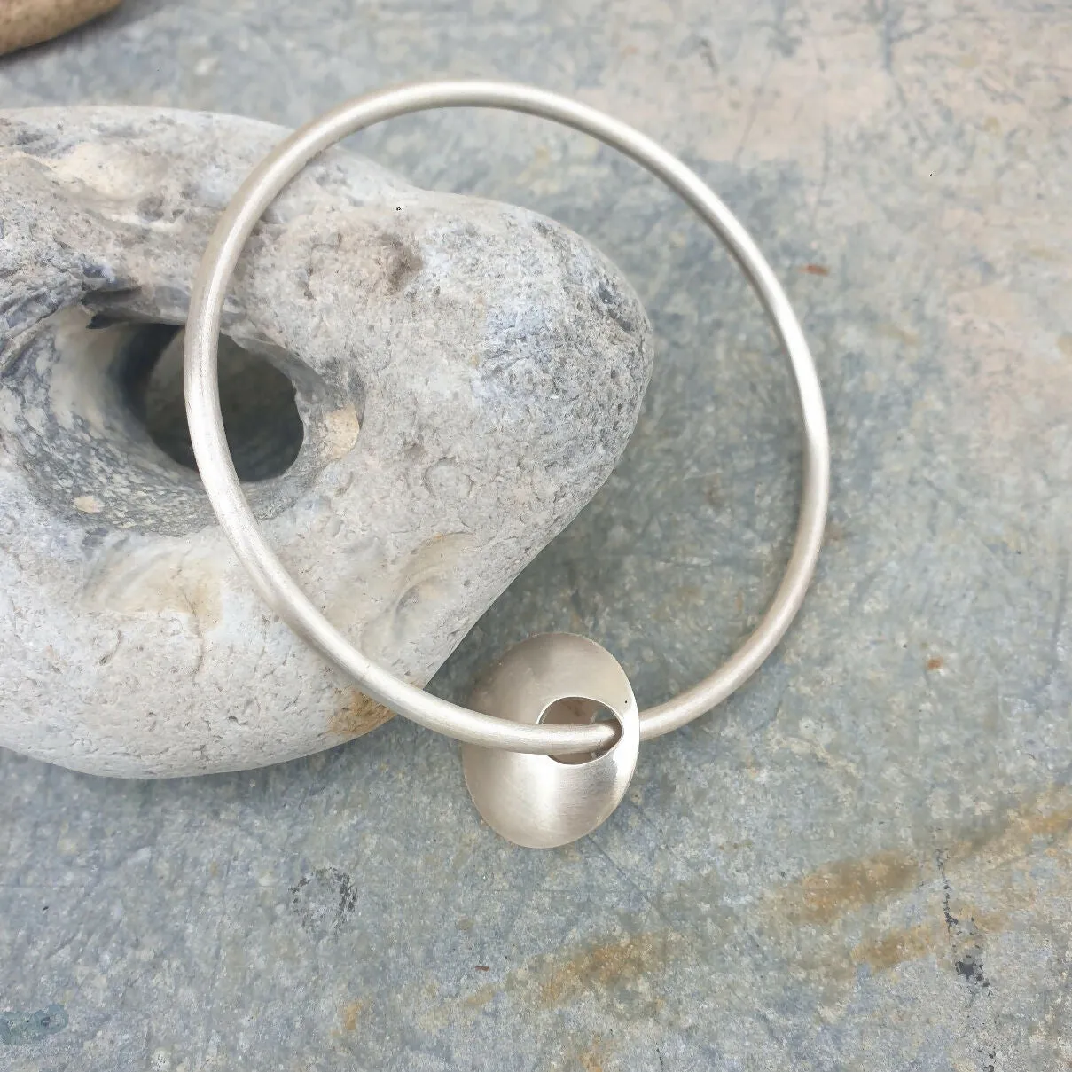 Hallmarked Sterling Silver Pebble Bangle