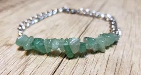 Hand Crafted All Natural Amazonite Gemstone & Chain Adjustable to 7.5" Bracelet with Lobster Claw Clasp