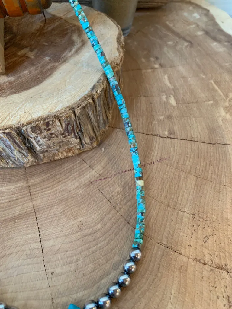 Handmade Sterling Silver Pearl & Turquoise Necklace