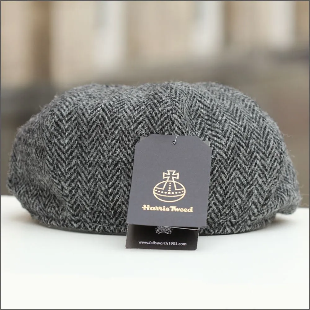 Harris Tweed Carloway 8 Piece Grey Herringbone Cap--