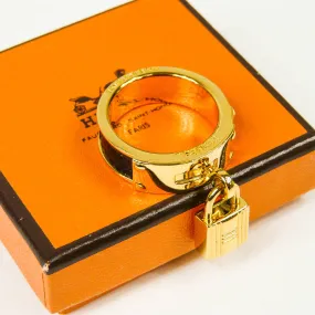 Hermes Kelly Gold/Navy Leather Scarf Ring with Box