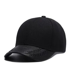 High Quality Solid Black Baseball Cap Men PU Visor Bone Masculino Cool Snapback Hat Hip Hop Trucker Dad Cap Mens Baseball Hats