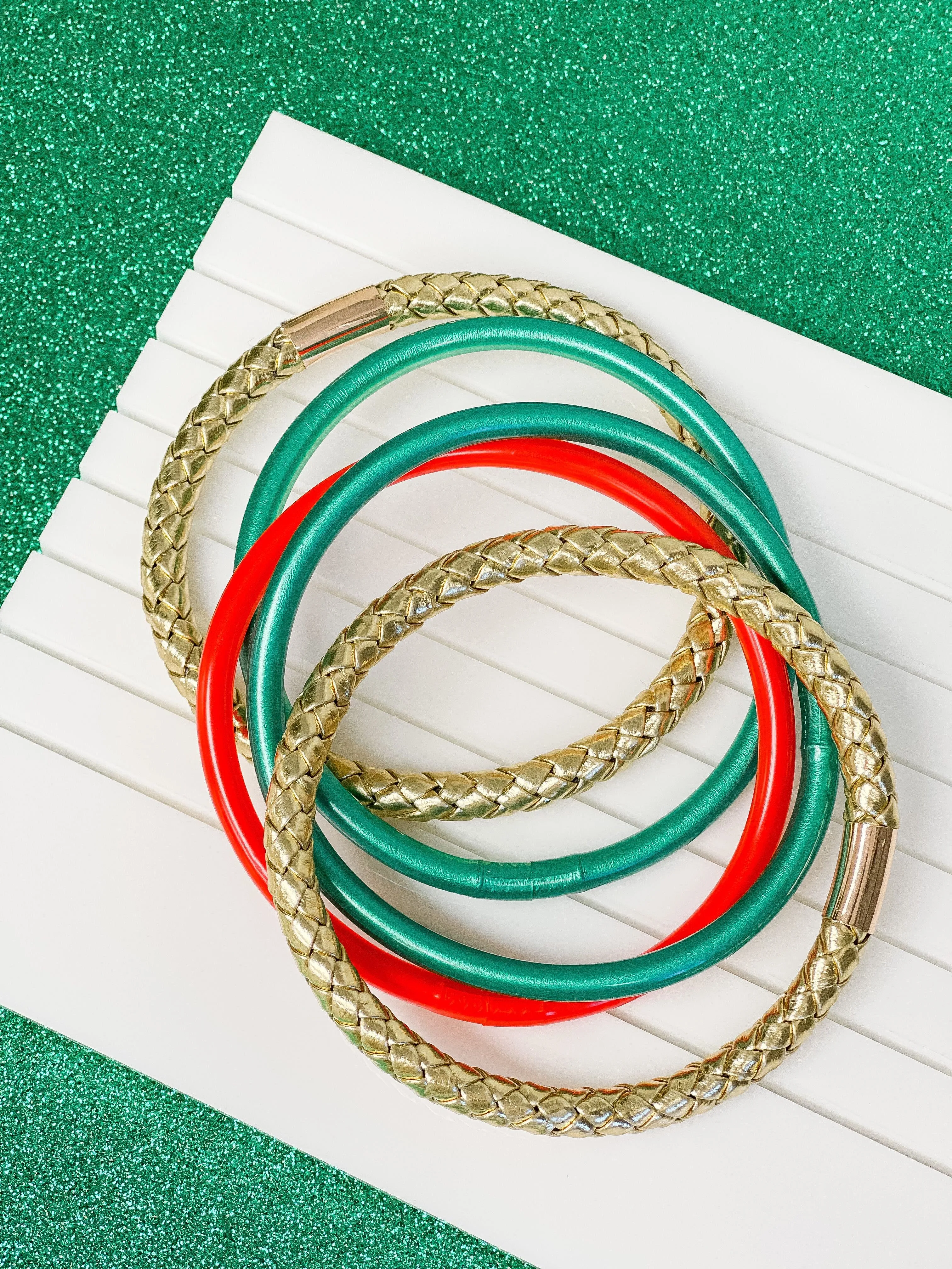 Holiday Faux-Leather Bangle Bracelet Set