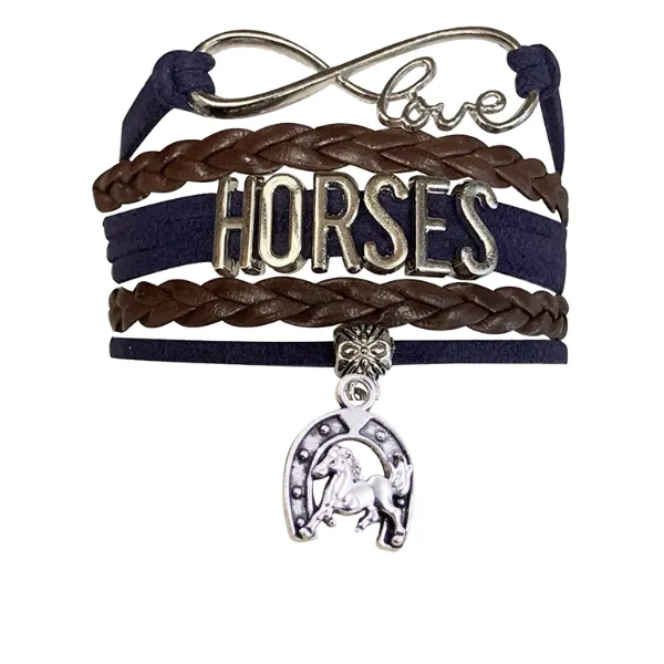 Horse Infinity Charm Bracelet - Navy