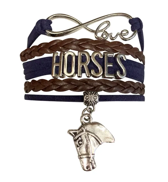 Horse Infinity Charm Bracelet - Navy