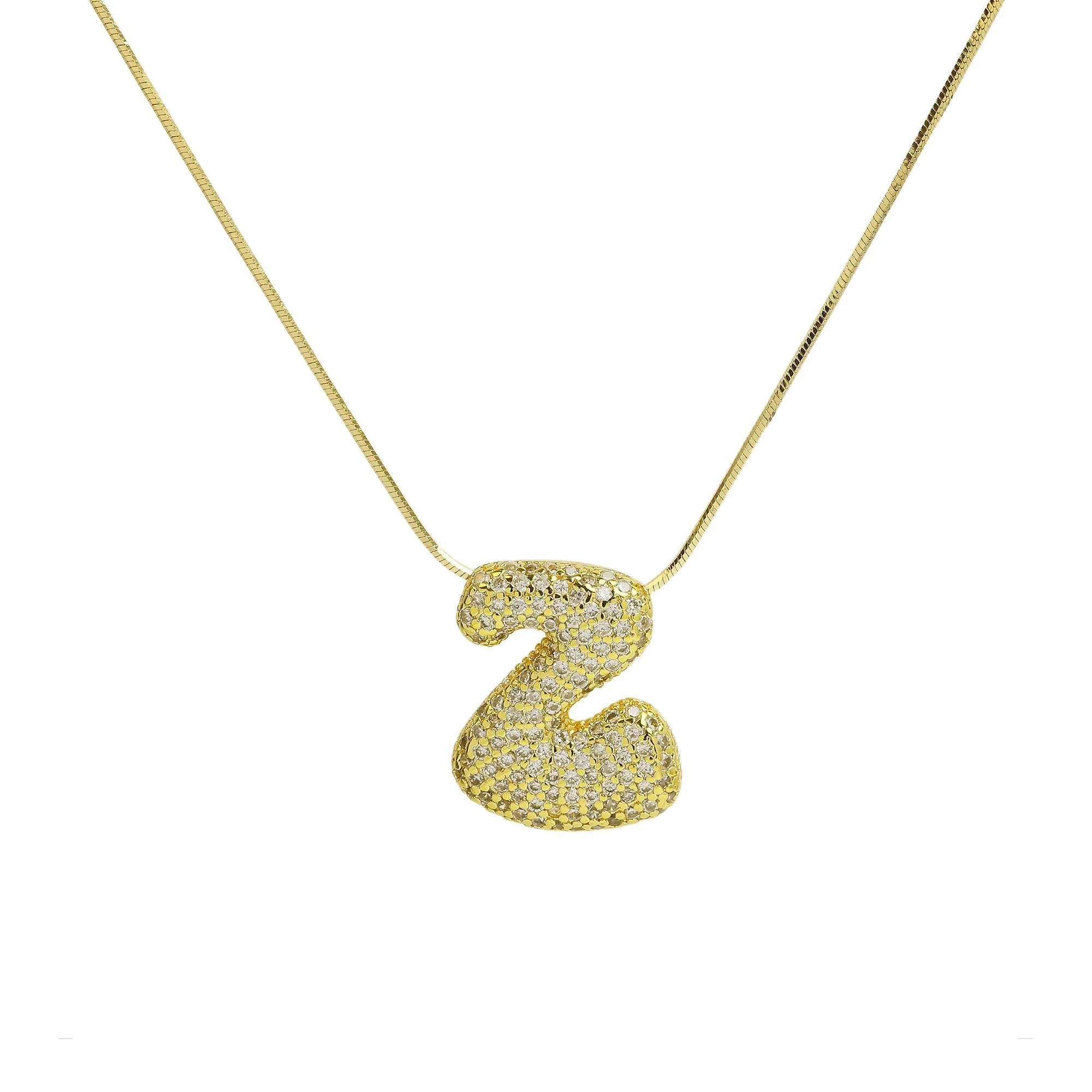 Initial Cz Waterdrop Necklace