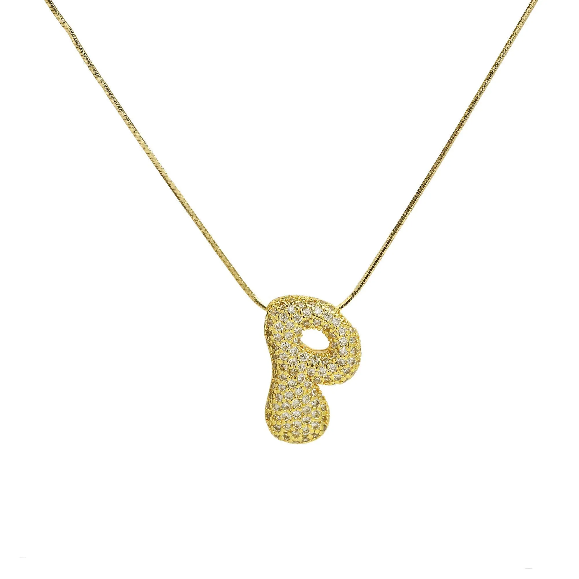 Initial Cz Waterdrop Necklace