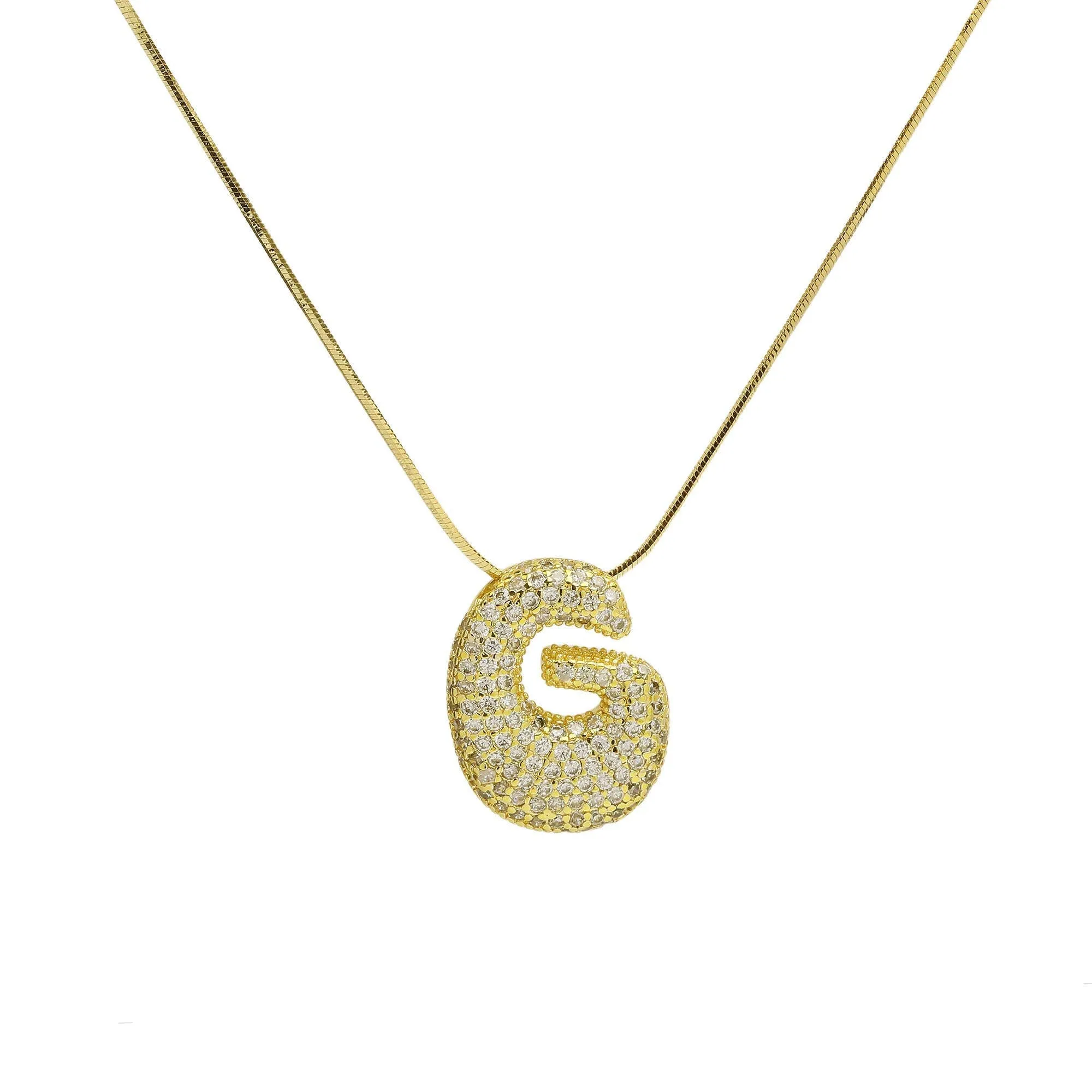 Initial Cz Waterdrop Necklace