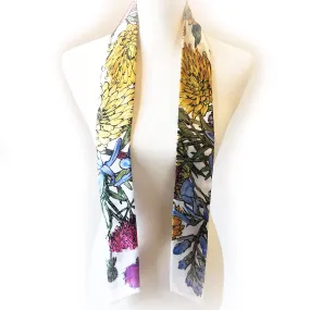 Ink & Watercolor Scarf,Skinny Scarf,Woman Scarf,All season scarf,Lightweight Scarf,ladies scarf,artist scarf,painted scarf,satin tie scarf