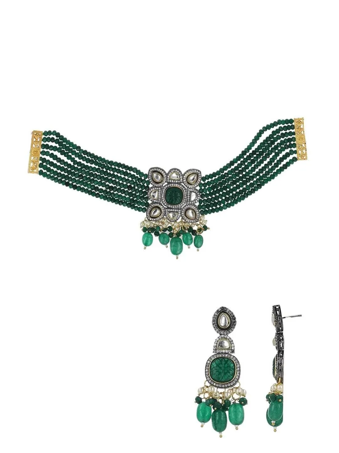 Ishhaara Bride In Semi Precious Centre Stone Choker Set