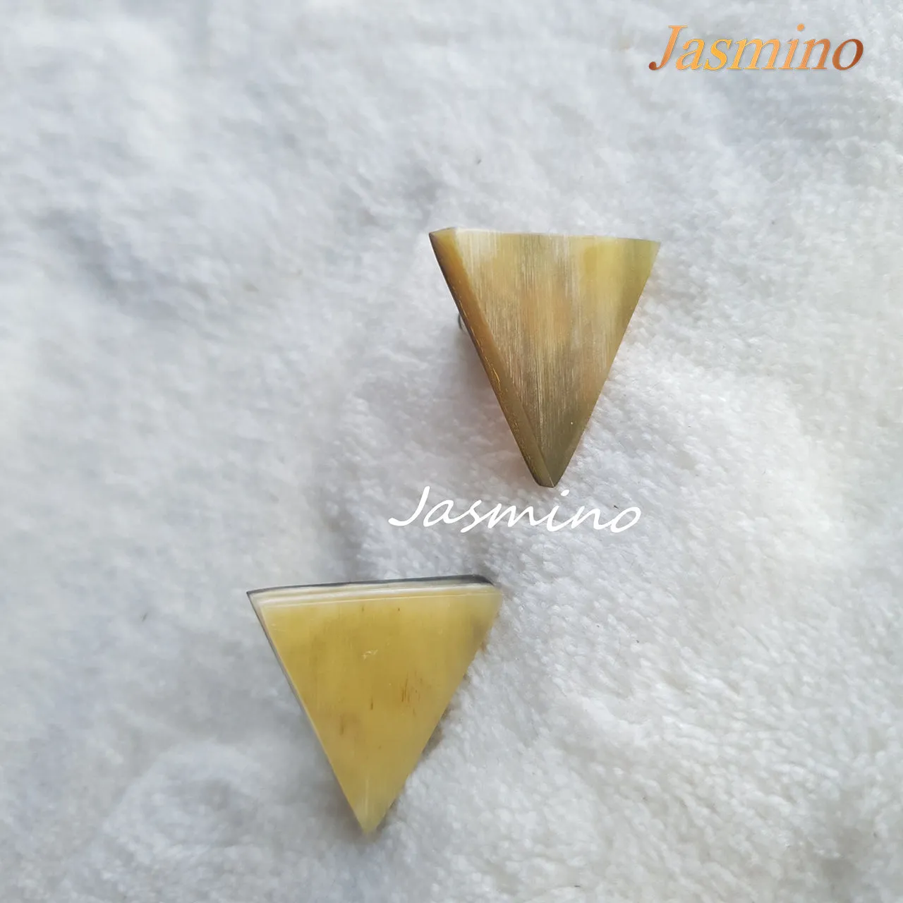 Jasmino Unique Handmade Vintage Triangle Stud Earrings Made By Natural Buffalo Horn