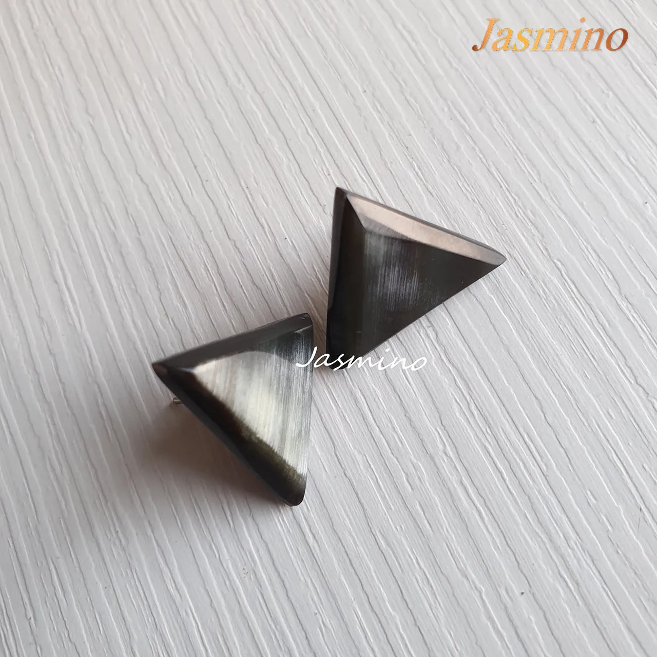 Jasmino Unique Handmade Vintage Triangle Stud Earrings Made By Natural Buffalo Horn