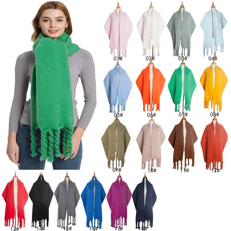 JH-GWB23 plain loop yarn braid tassel winter scarf