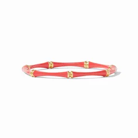 Julie Vos - Bamboo Bangle - Gold - Coral Enamel