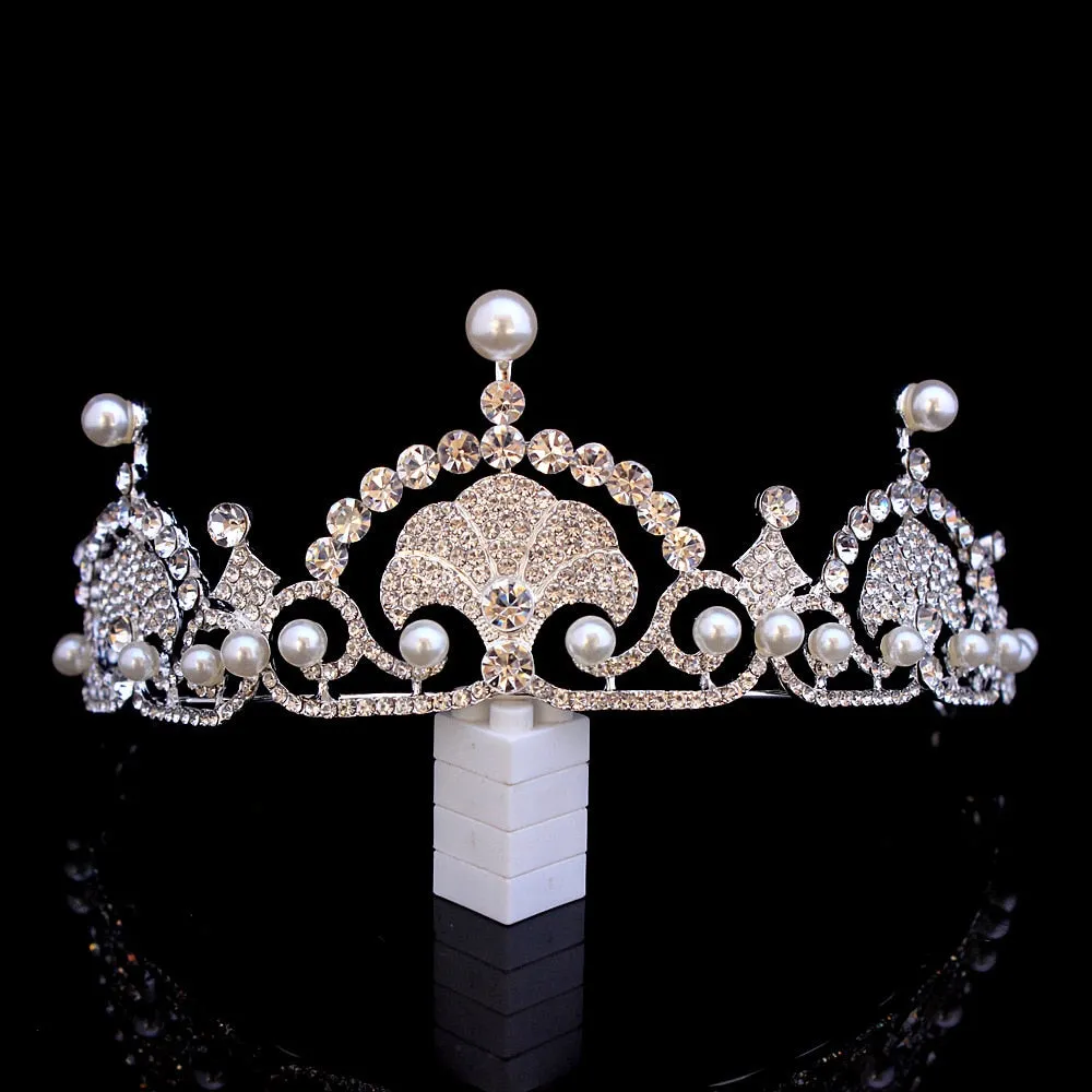 Kate& William Royal Rhinestone Crystal Wedding Hair Crown Tiara Hair Jewelry Crown Wedding Pearl Hair Accessories Bride Hairband