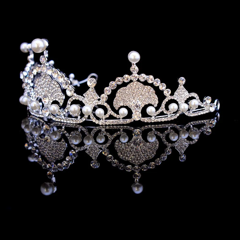 Kate& William Royal Rhinestone Crystal Wedding Hair Crown Tiara Hair Jewelry Crown Wedding Pearl Hair Accessories Bride Hairband