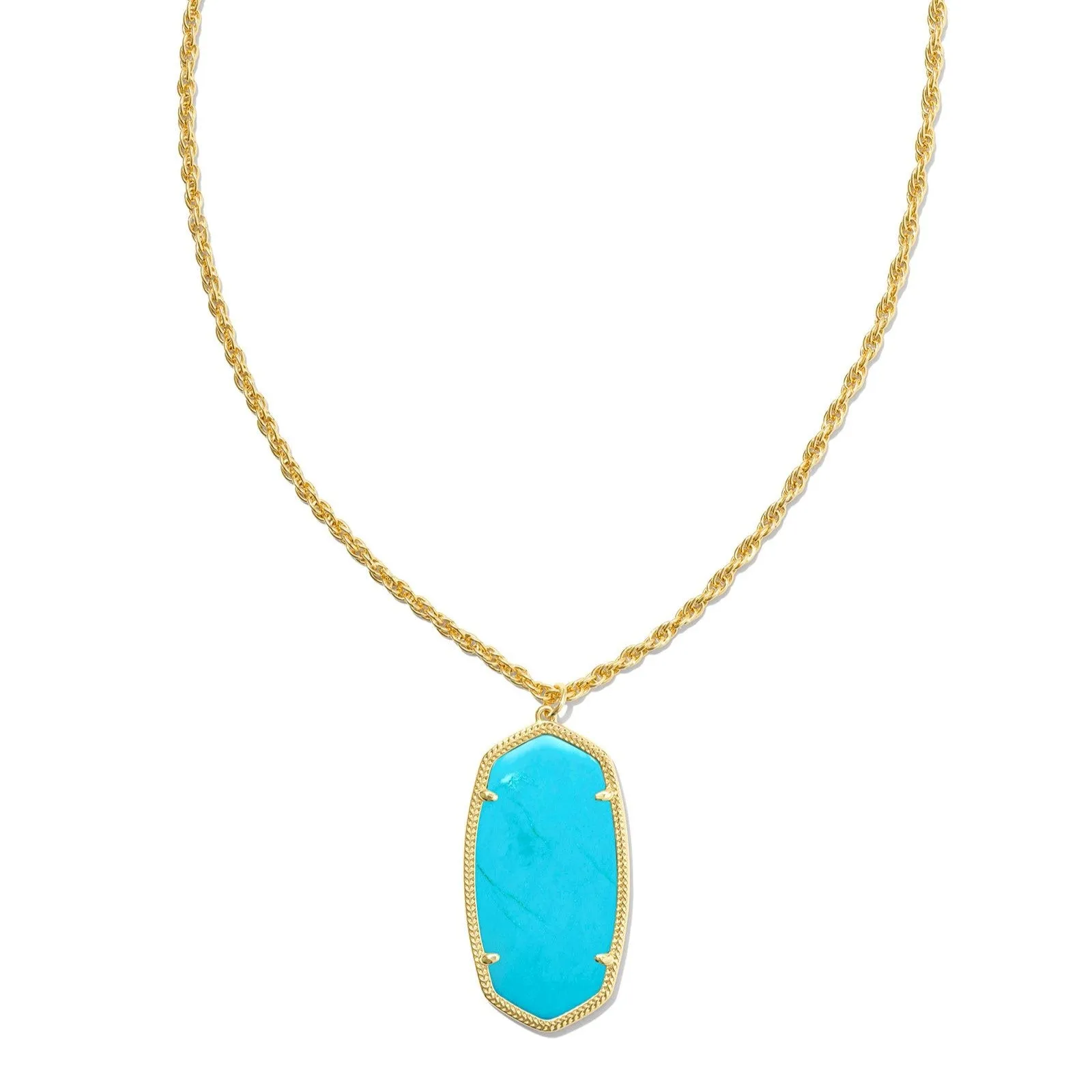 Kendra Scott | Rae Gold Long Pendant Necklace in Variegated Turquoise Magnesite