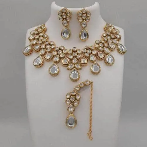 Kundan Multi Drop Hanging Necklace Set