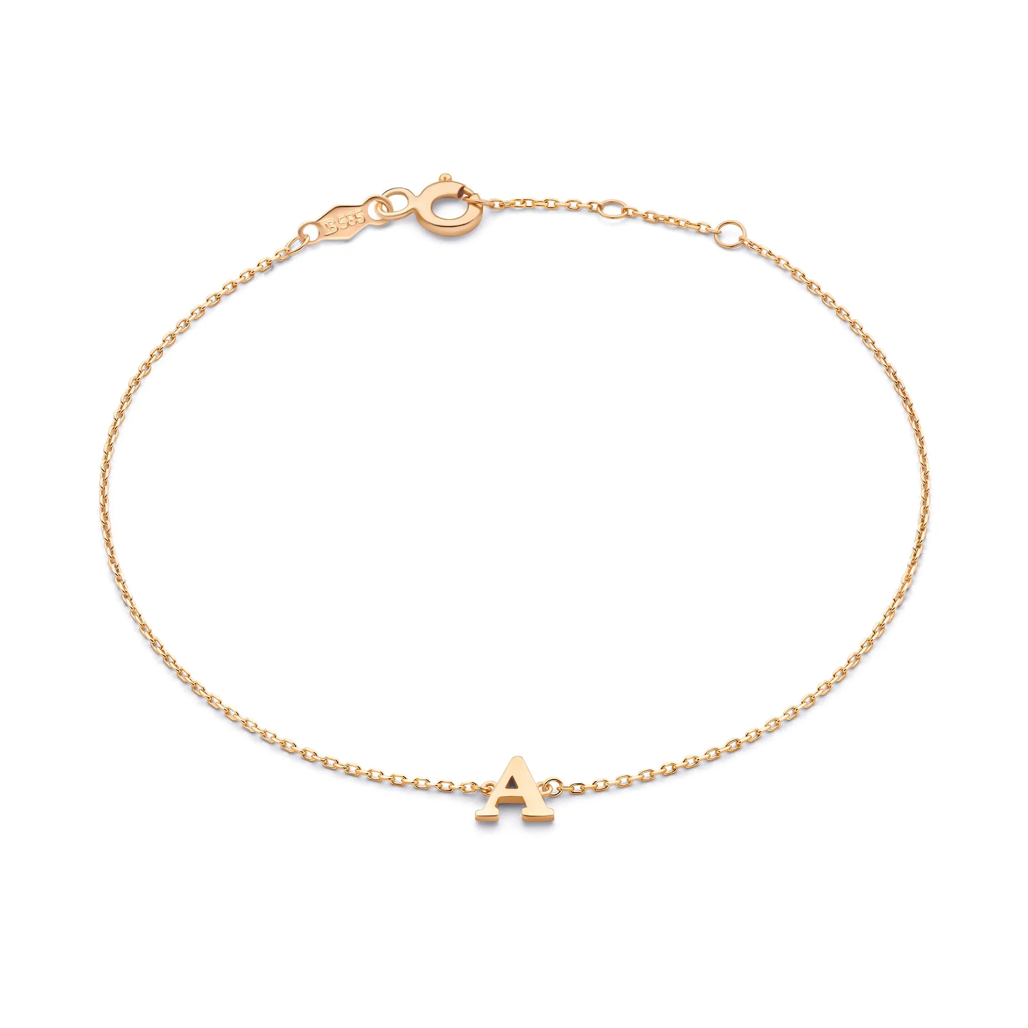 La Concorde Rachel 14 karat rose gold initial bracelet with letter