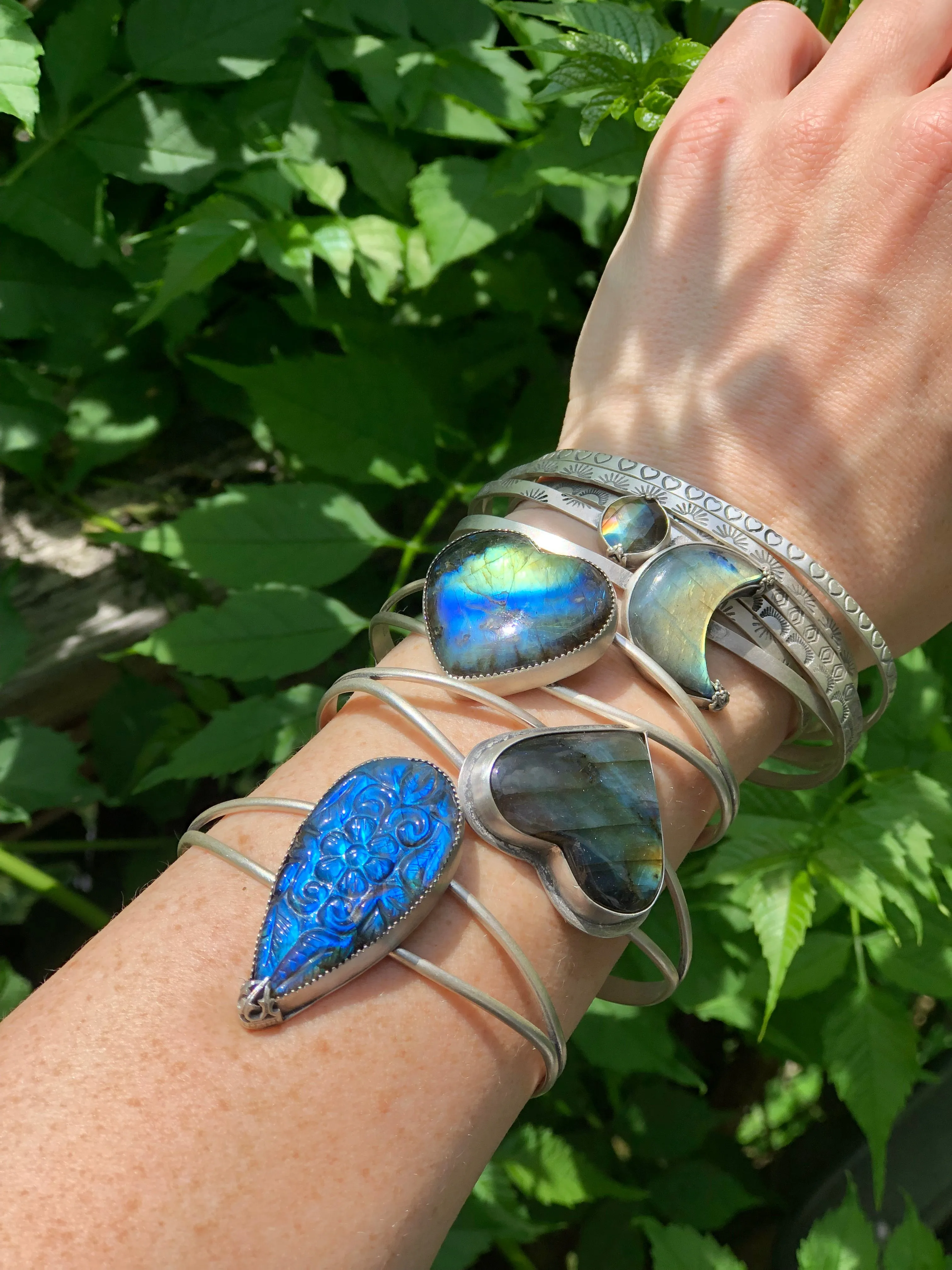 Labradorite Heart Cuff Bracelet