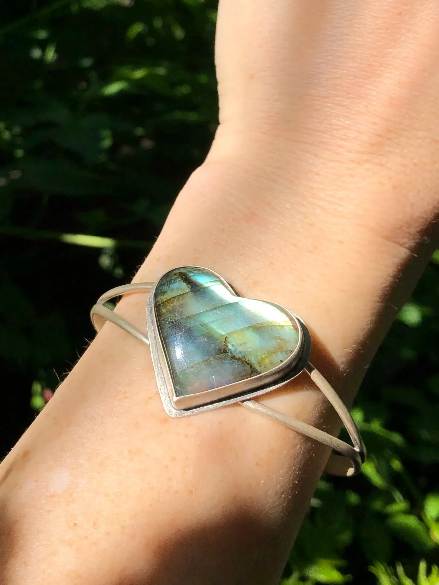 Labradorite Heart Cuff Bracelet