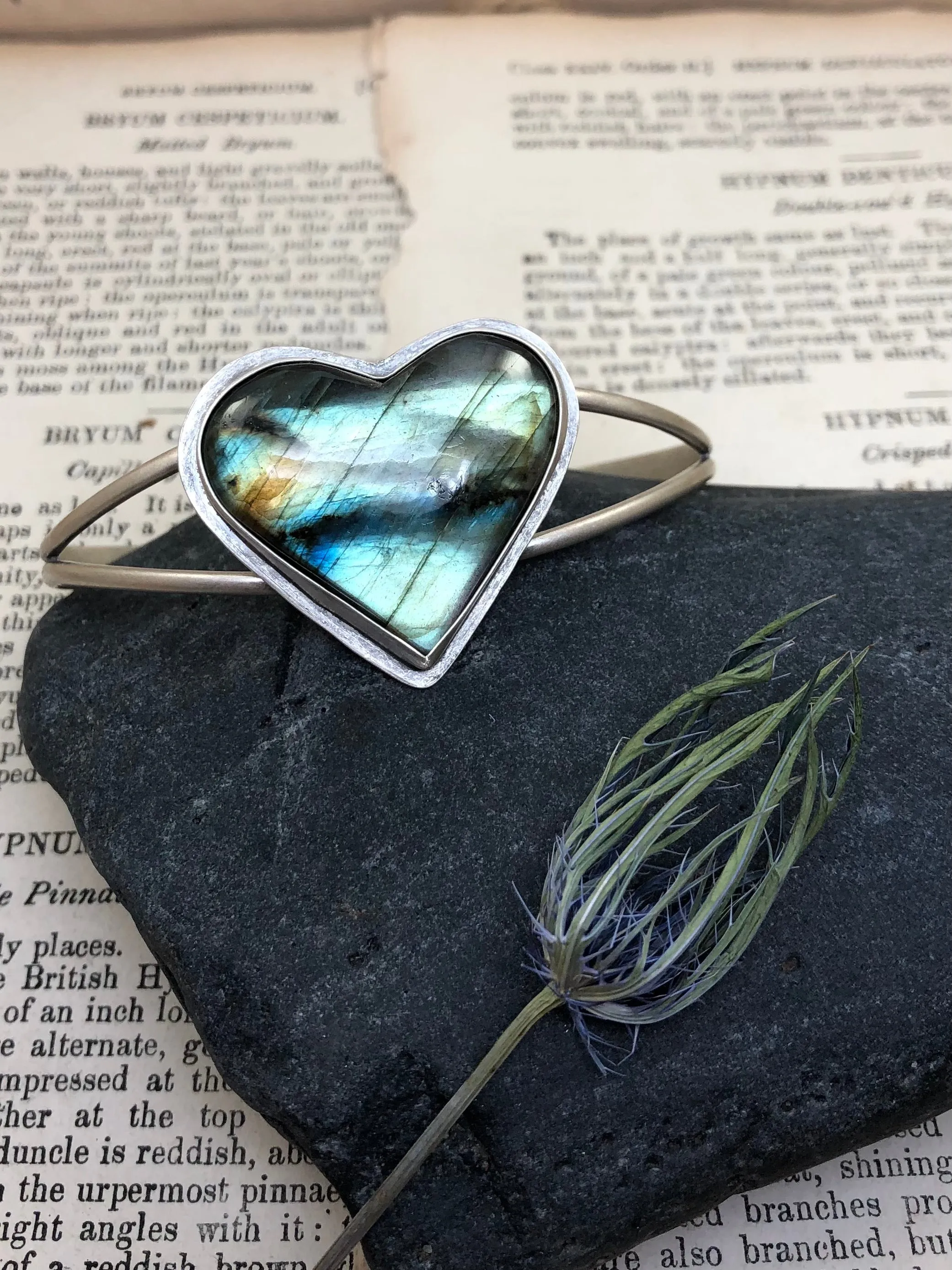 Labradorite Heart Cuff Bracelet