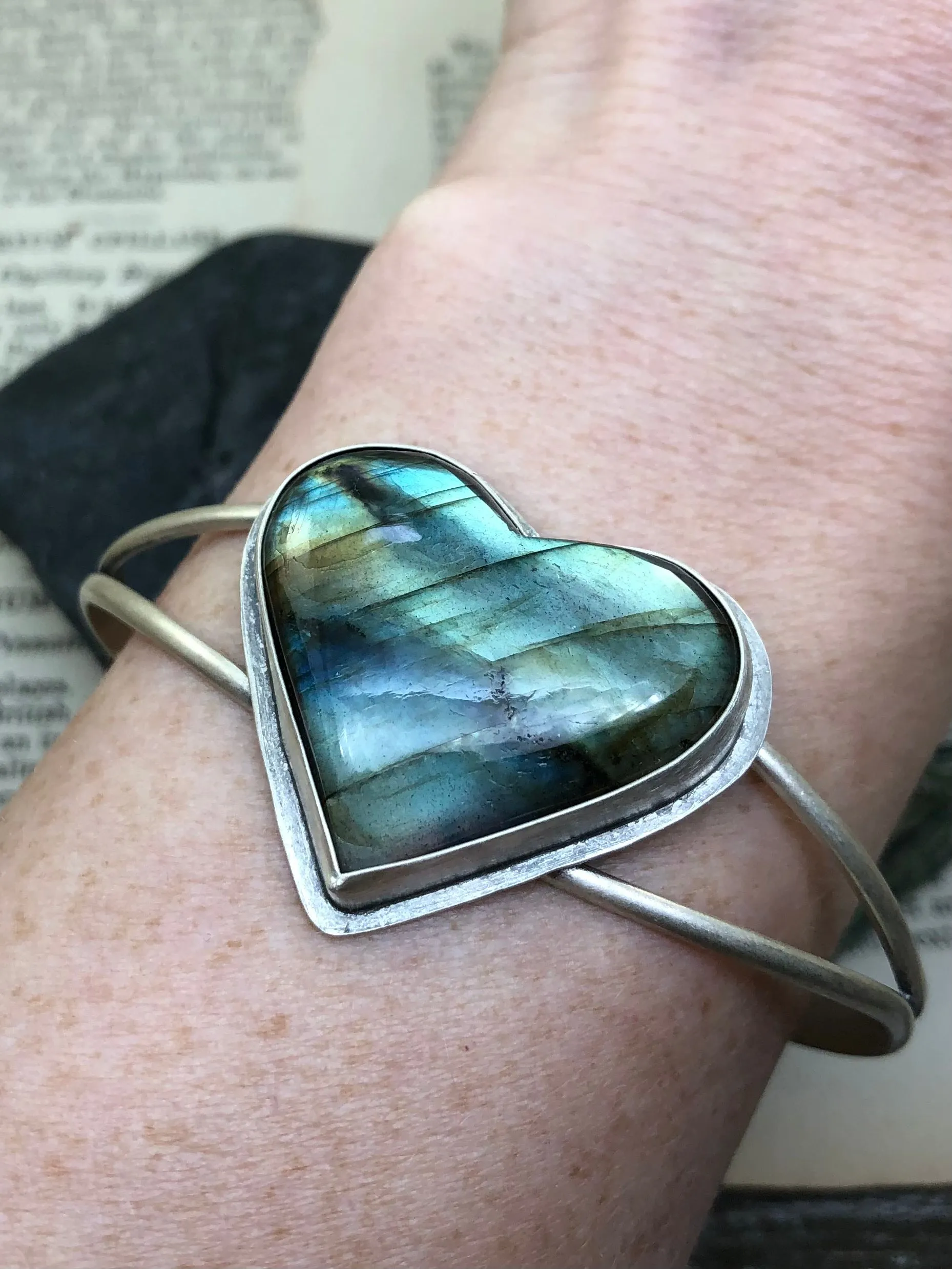 Labradorite Heart Cuff Bracelet