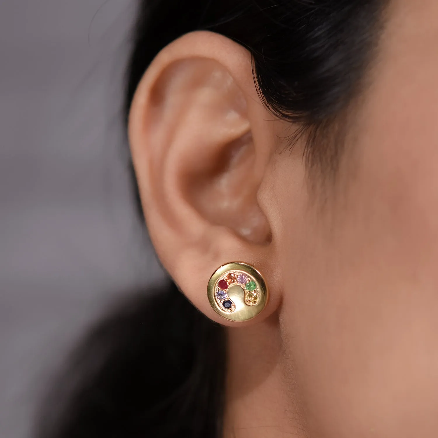 Lilian Stud Earrings with Multi Gemstones