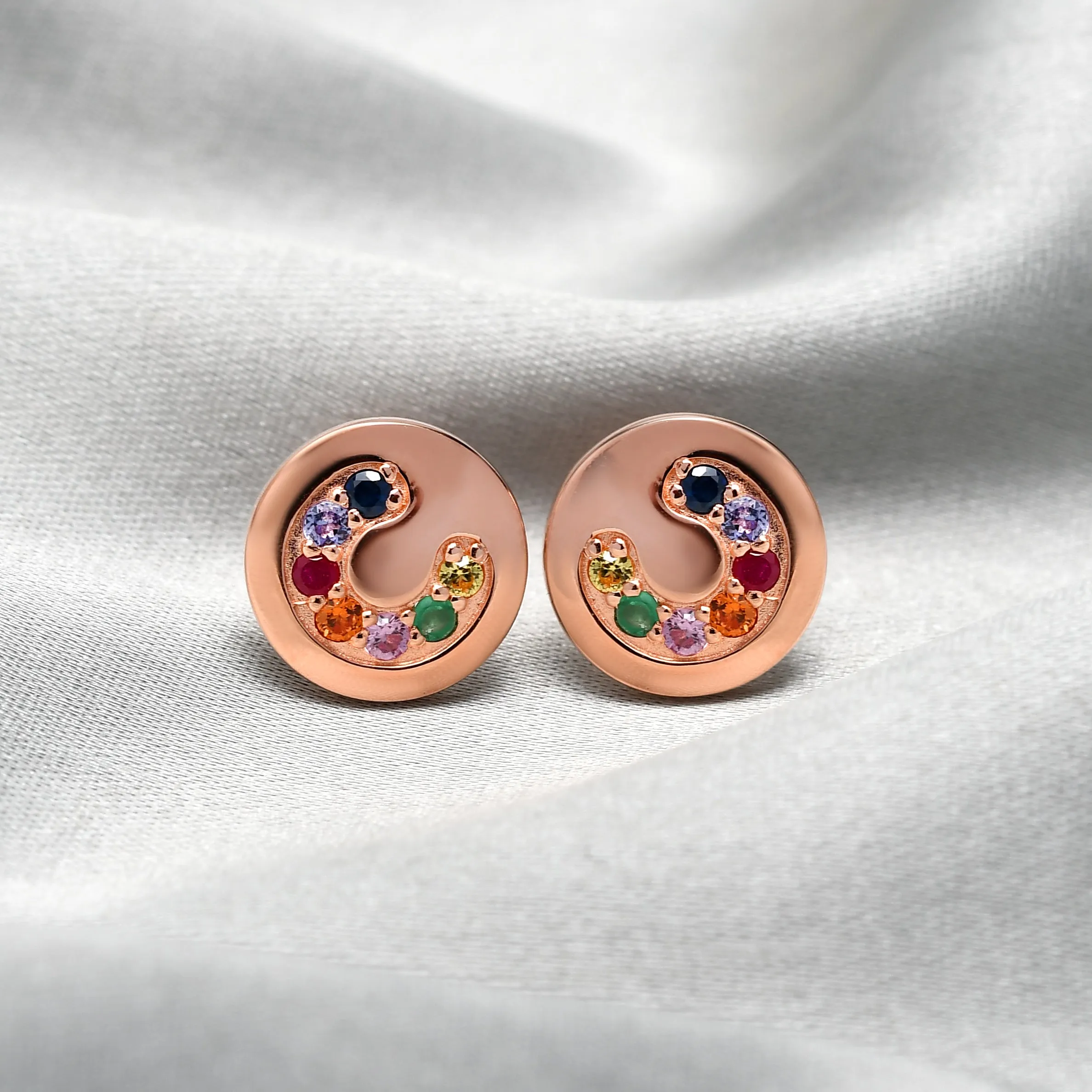 Lilian Stud Earrings with Multi Gemstones