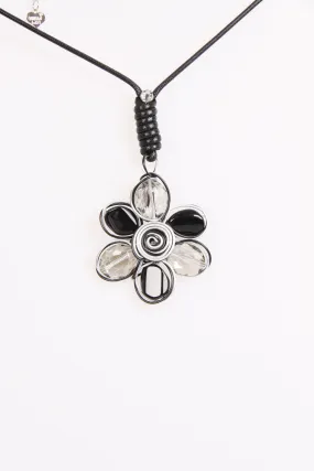 Long Lagen Look Necklace Flower with Stone and AB