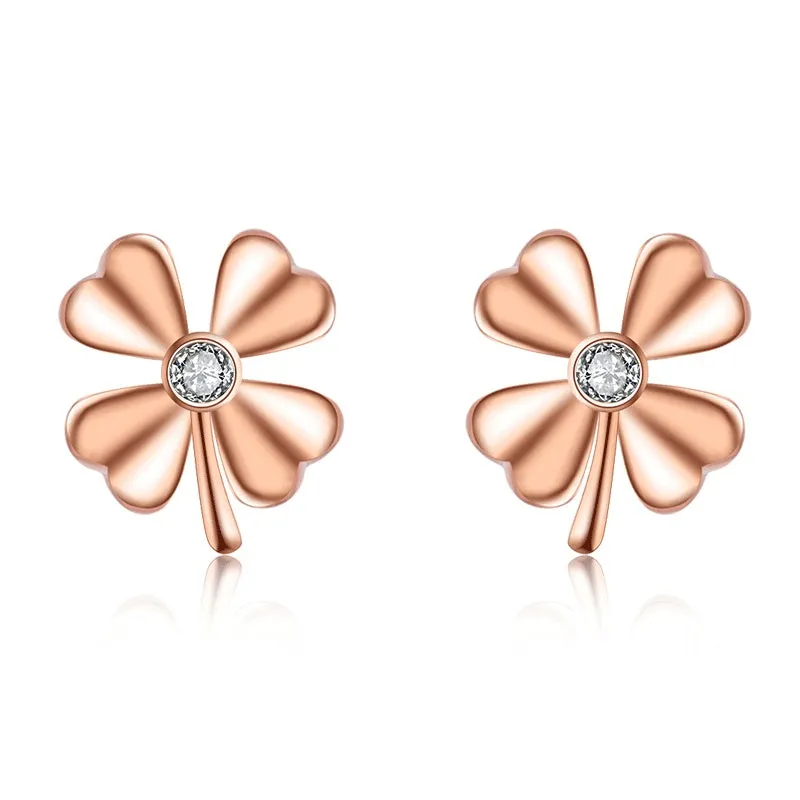 Lucky Clover Silver Studs Earrings for Women