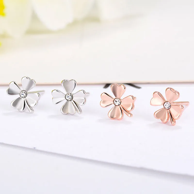 Lucky Clover Silver Studs Earrings for Women