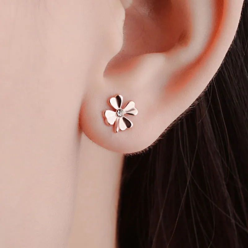 Lucky Clover Silver Studs Earrings for Women