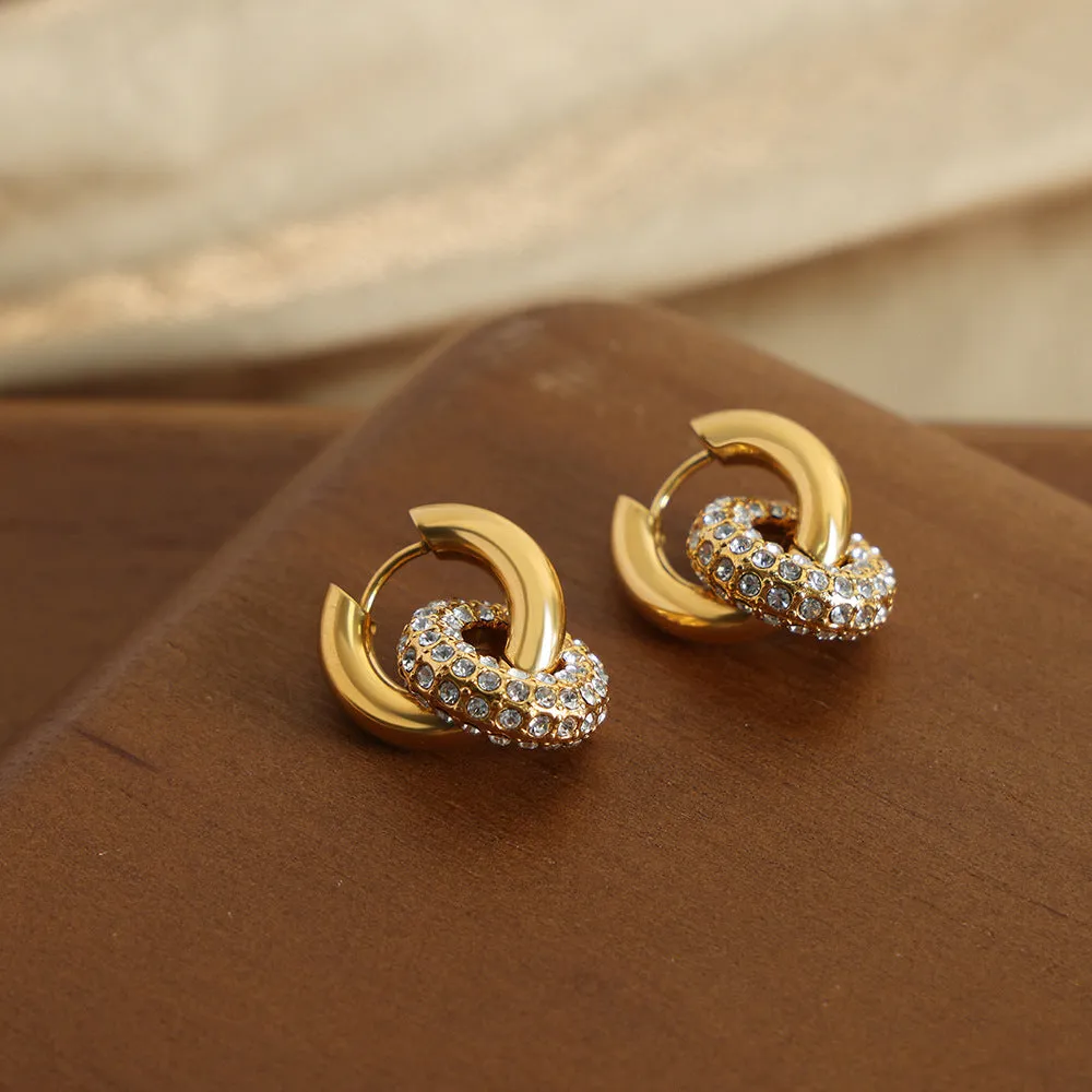 Luxurious Retro Gold-Plated Zircon Earrings for Stylish Women