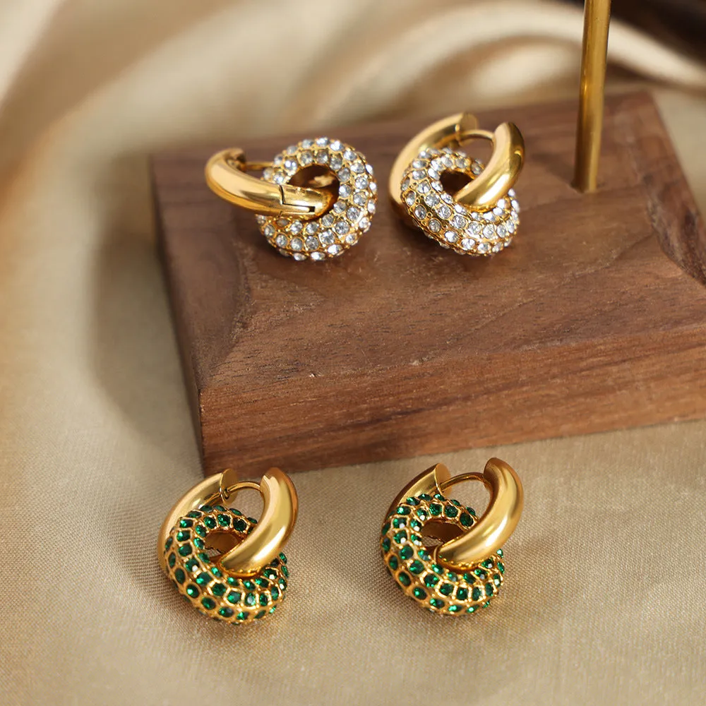 Luxurious Retro Gold-Plated Zircon Earrings for Stylish Women