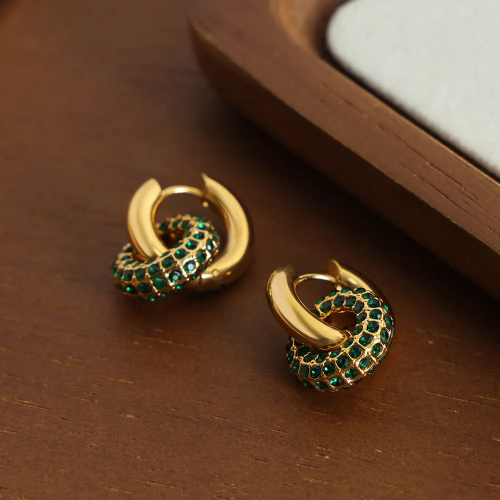 Luxurious Retro Gold-Plated Zircon Earrings for Stylish Women