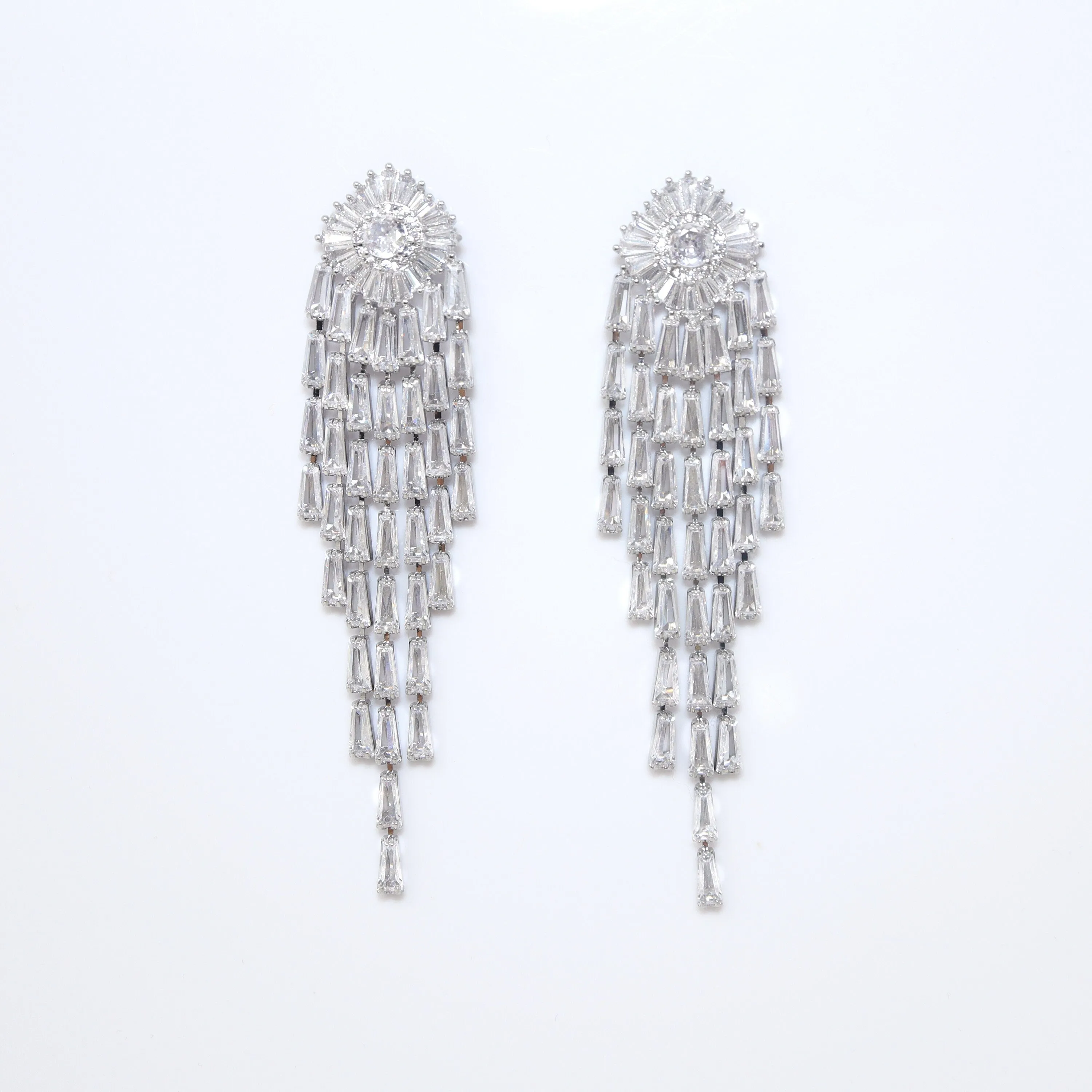 Majestic Diamond Tassel Earrings with Swarovski Crystals Earring, Long Bridal Earrings, Crystal Bridal Earrings, Statement Earrings Cz