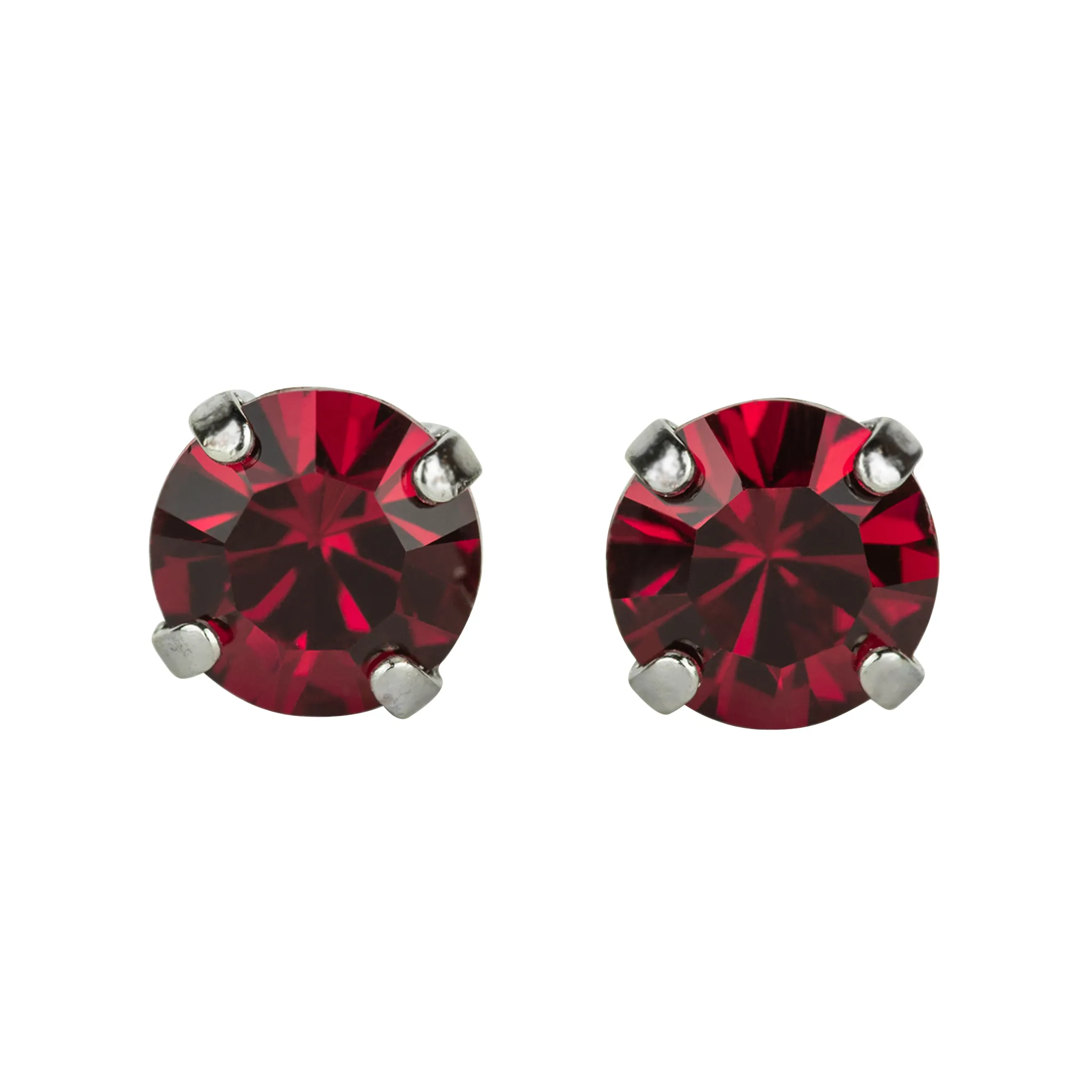 Medium Everyday Post Earrings in "Ruby" - Rhodium