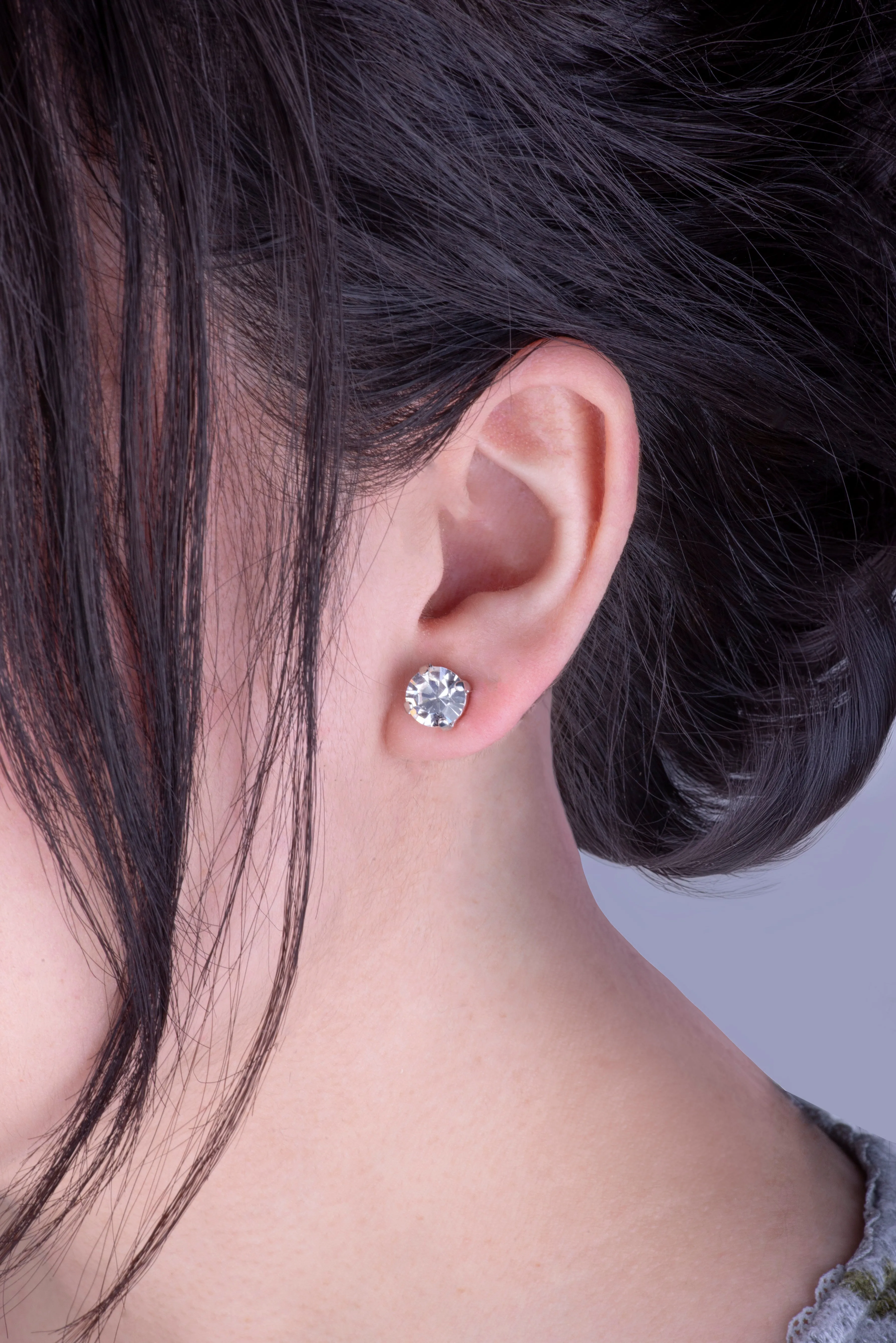 Medium Everyday Post Earrings in "Ruby" - Rhodium